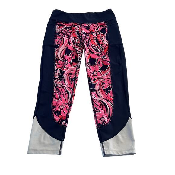 Lilly Pulitzer Luxletic Weekender Mid Rise Leggings in Low Tide Navy Size Large - Picture 2 of 10